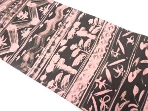 塩瀬　横段に抽象模様　名古屋帯